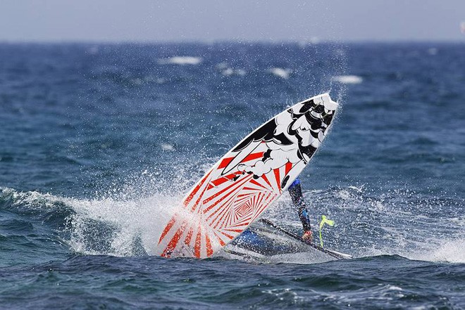 Scheffers shows his fins - PWA Costa Teguise Lanzarote World Cup 2011 ©  John Carter / PWA http://www.pwaworldtour.com